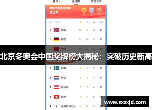 北京冬奥会中国奖牌榜大揭秘：突破历史新高